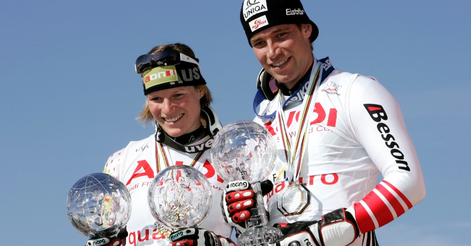 Campeões no esqui, os austríacos Benjamin Raich e Marlies Schild dividem títulos e formam um dos casais mais famosos da modalidade