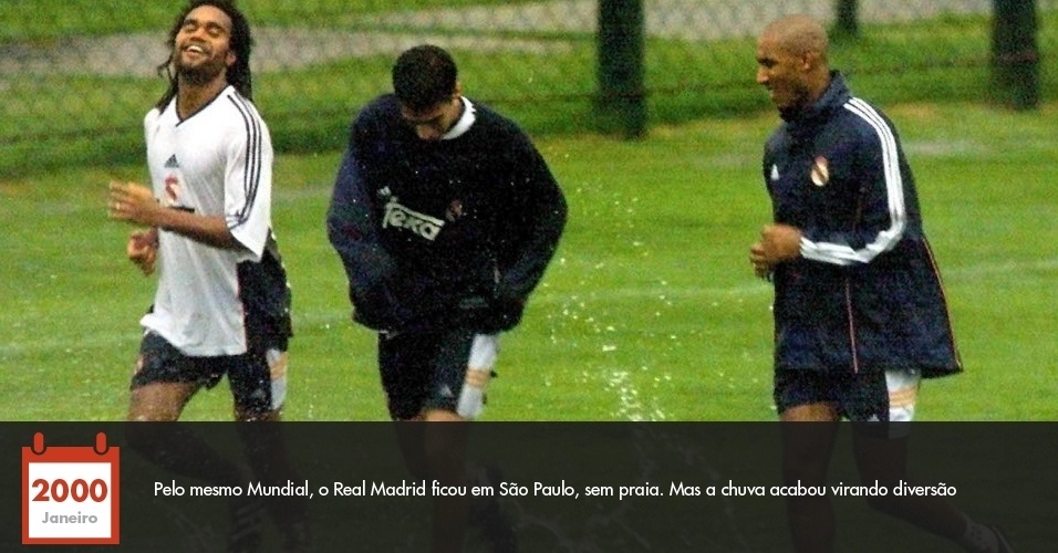 Pelo mesmo Mundial, o Real Madrid ficou em São Paulo, sem praia. Mas a chuva acabou virando diversão