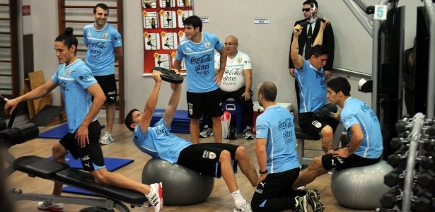 A seleção do Uruguai treinou em uma academia