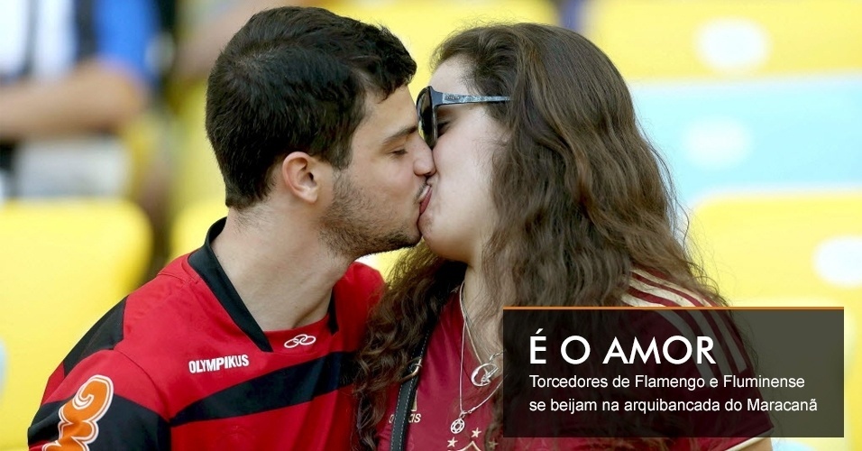 Torcedores de Flamengo e Fluminense se beijam na arquibancada do Maracanã