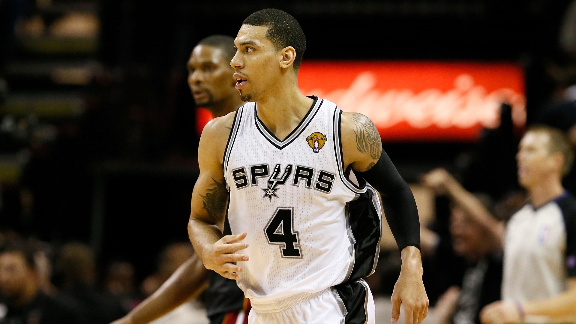 16.jun.2013 - Danny Green, do San Antonio Spurs, corre após marcar cesta de três sobre o Miami Heat 