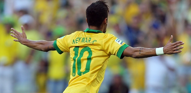 Neymar na comemoração de seu gol contra o México; atacante está em alta na atual competição