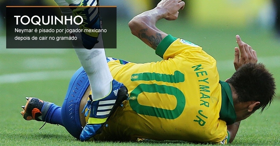 Neymar é pisado por jogador mexicano depois de cair no gramado