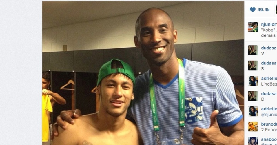 22.jun.2013 - Neymar posta foto ao lado de Kobe Bryant após jogo contra a Itália