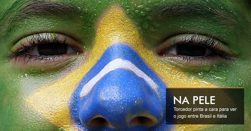 NA PELE Torcedor pinta a cara para ver o jogo entre Brasil e Itália