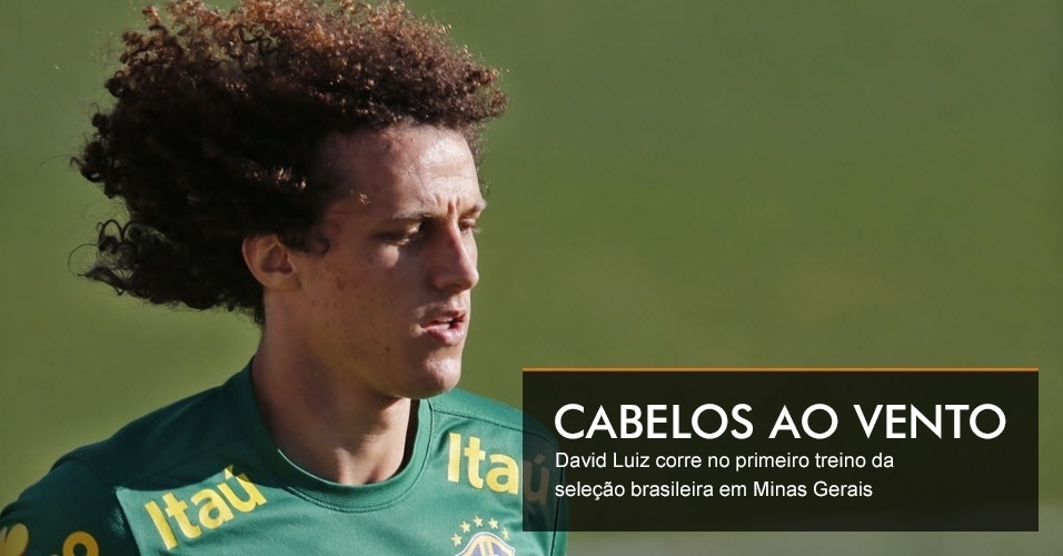 David Luiz corre no primeiro treino da seleção brasileira em Minas Gerais
