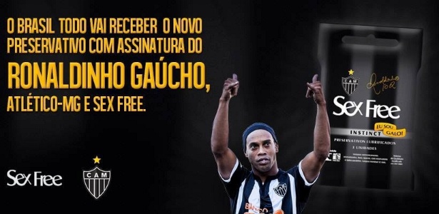 Ronaldinho Gaúcho lança preservativo com sua marca e do Atlético-MG - Reprodução