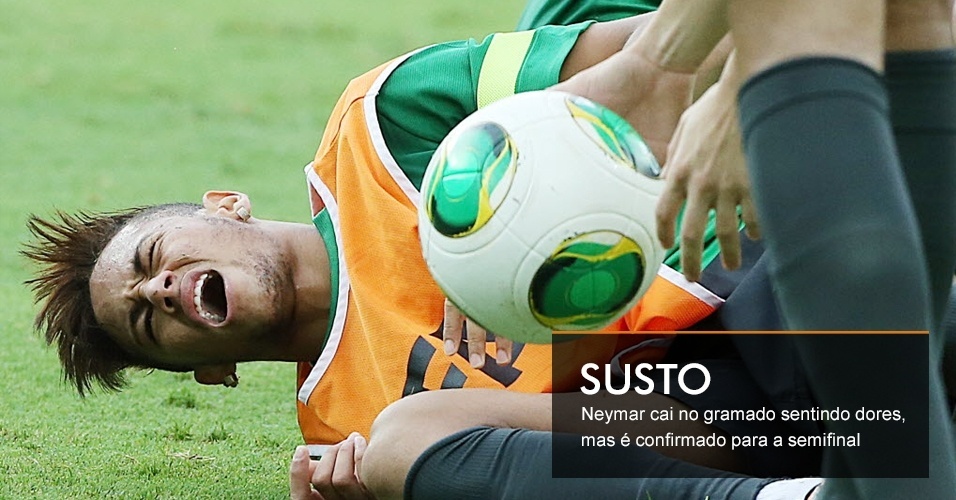 Neymar cai no gramado sentindo dores, mas é confirmado para a semifinal