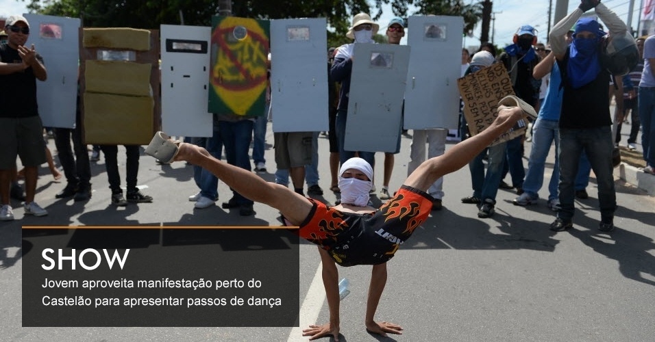 SHOW - Jovem aproveita manifestação perto do Castelão para apresentar passos de dança