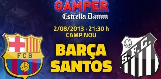 Cartaz divulga o amistoso entre Barcelona e Santos no estádio Camp Nou - Divulgação/Barcelona