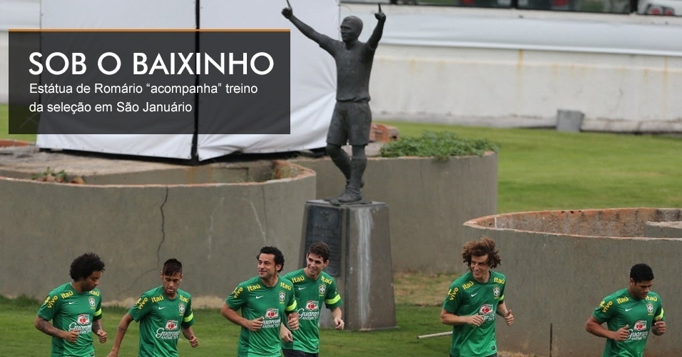 Sob o Baixinho - Estátua de Romário “acompanha” treino da seleção em São Januário 
