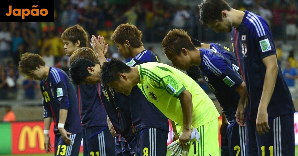Japão:  O time que foi o primeiro classificado para a Copa do Mundo de 2014, nas Eliminatórias da Ásia, deu vexame no Brasil. Perdeu todos os seus jogos, para Brasil, Itália e México