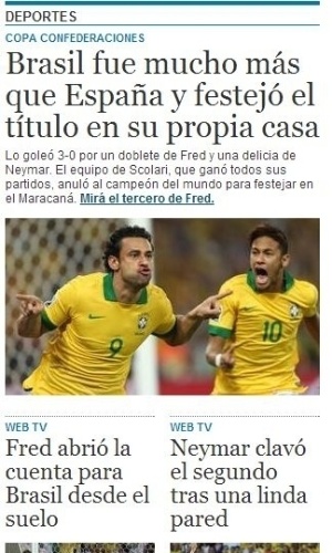 Clarin, da Argentina, diz que o Brasil foi muito superior ao time da Espanha na final