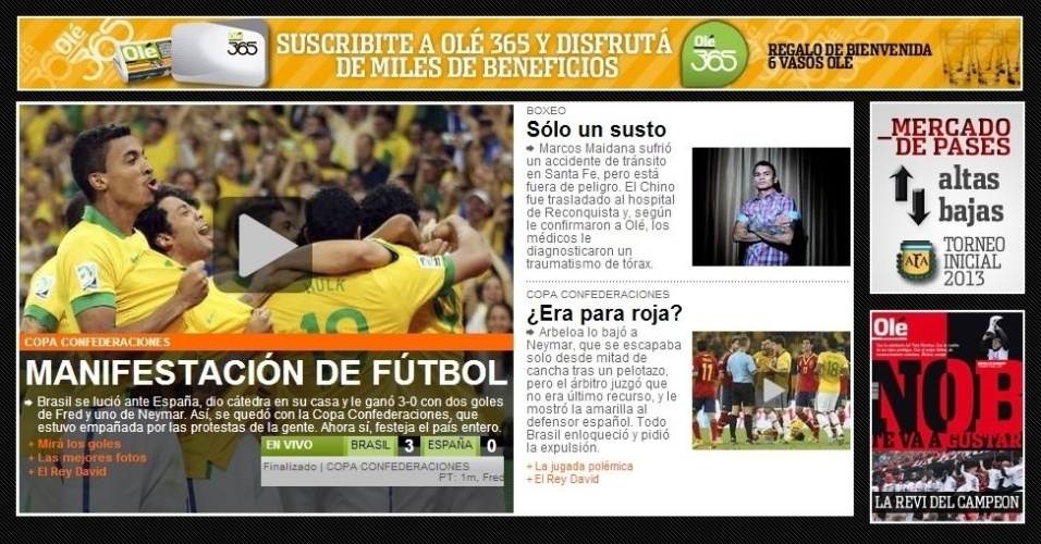 "Manifestação de futebol", disse o jornal Olé ao destacar a volta do Brasil ao topo do futebol mundial