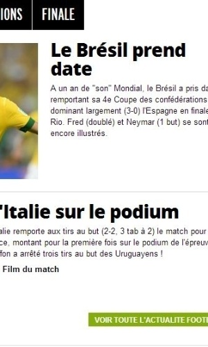 No jornal francês L'Equipe também falou de Neymar e do show brasileiro