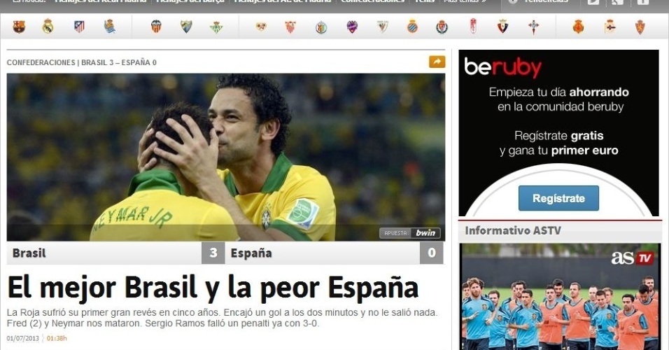 "O melhor Brasil e a pior Espanha", disse o jornal espanhol As