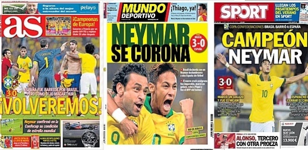Jornais espanhóis se revezam entre adoração a Neymar e esperança de recuperação da Espanha