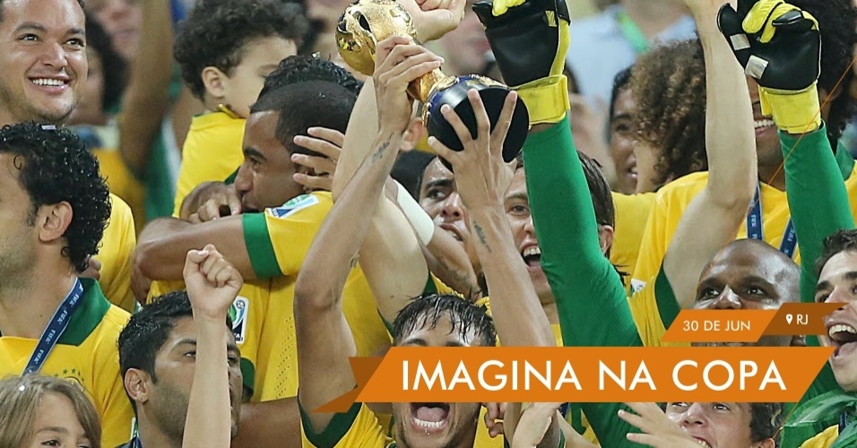 IMAGINA NA COPA - Neymar levanta o troféu de campeão da Copa das Confederações após o Brasil vencer a Espanha por 3 a 0 na final. Desempenho da seleção no torneio aumenta esperança na conquista do hexa da Copa do Mundo