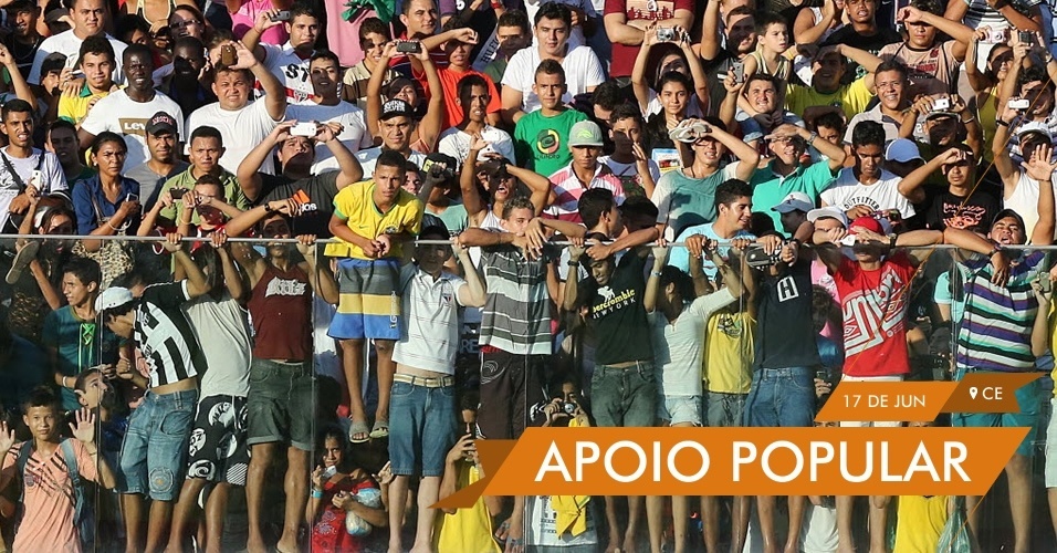 APOIO POPULAR - Torcedores apelam a Felipão e conseguem entrar em treino fechado da seleção no estádio Presidente Vargas, em Fortaleza