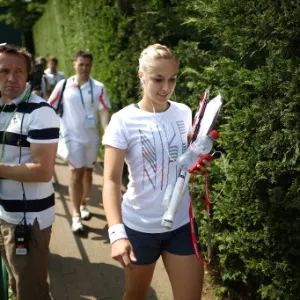 06.jul.2013 - Sabine Lisicki chega para treino horas antes da final feminina de Wimbledon contra Marion Bartoli - Peter Macdiarmid/Getty Images