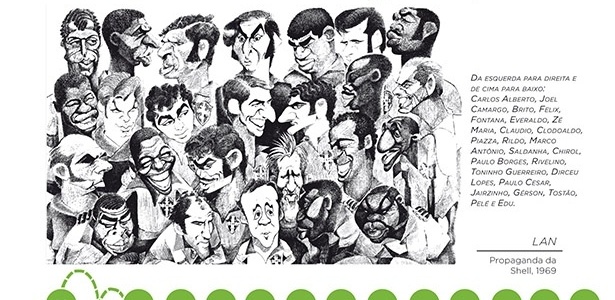 Cartum de Ziraldo mostra o time do Brasil que faturou o tricampeonato mundial, em 1970 - Reprodução