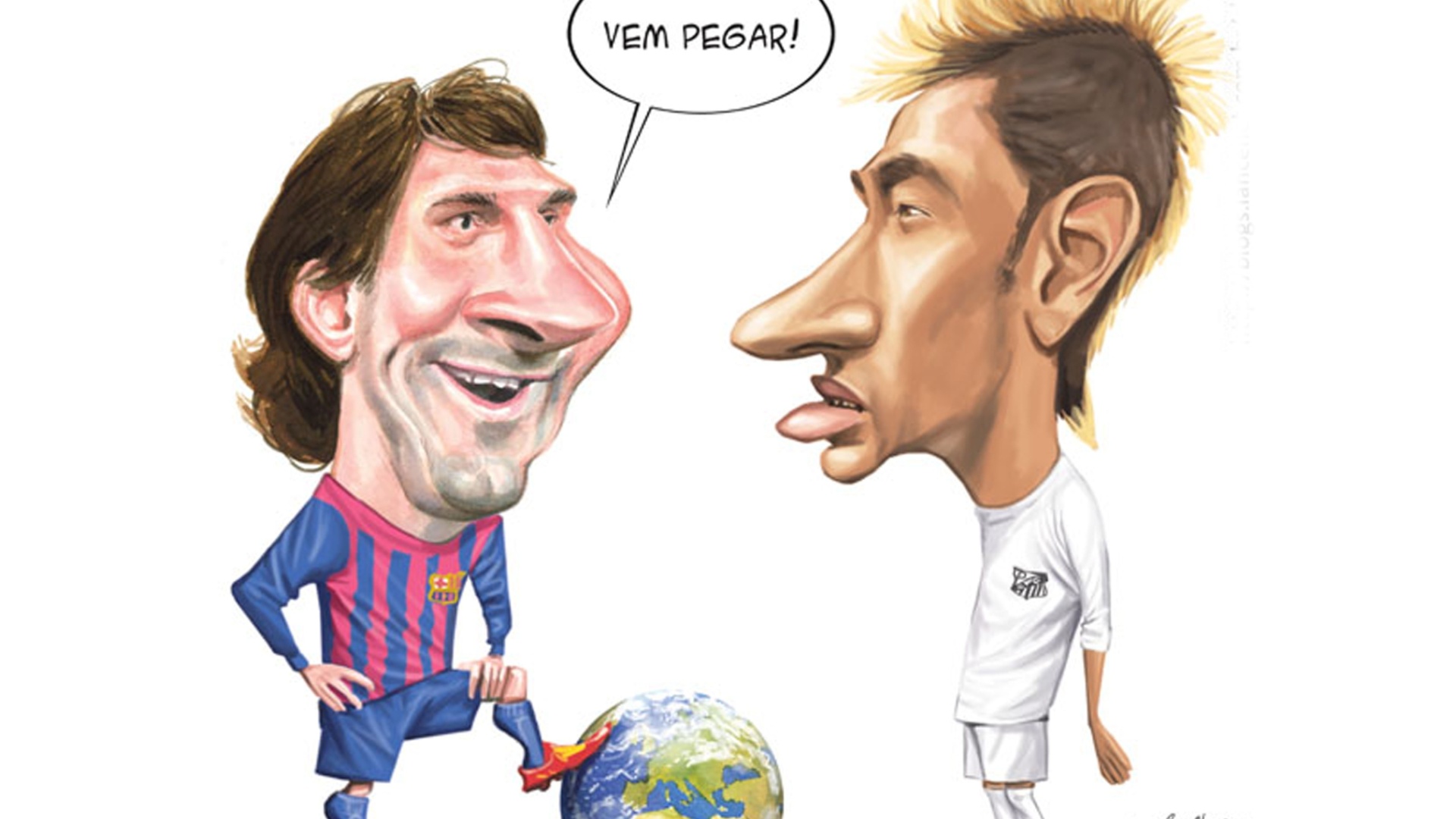 Charge de Mario Alberto registra goleada histórica do Barcelona de Messi sobre Santos de Neymar em 2011 - Reprodução