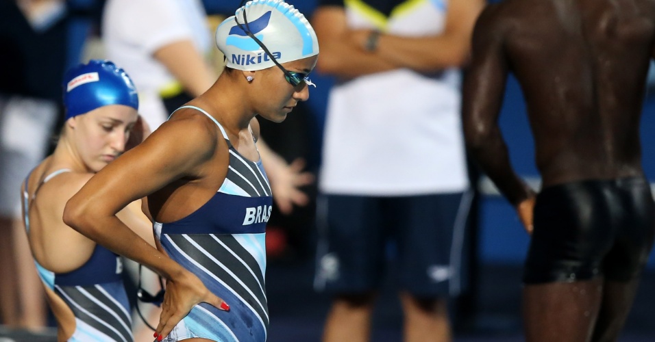 24.jul.2013 - Joanna Maranhão treina na piscina do Palau Sant Jordi, palco das provas de natação do Mundial de Barcelona