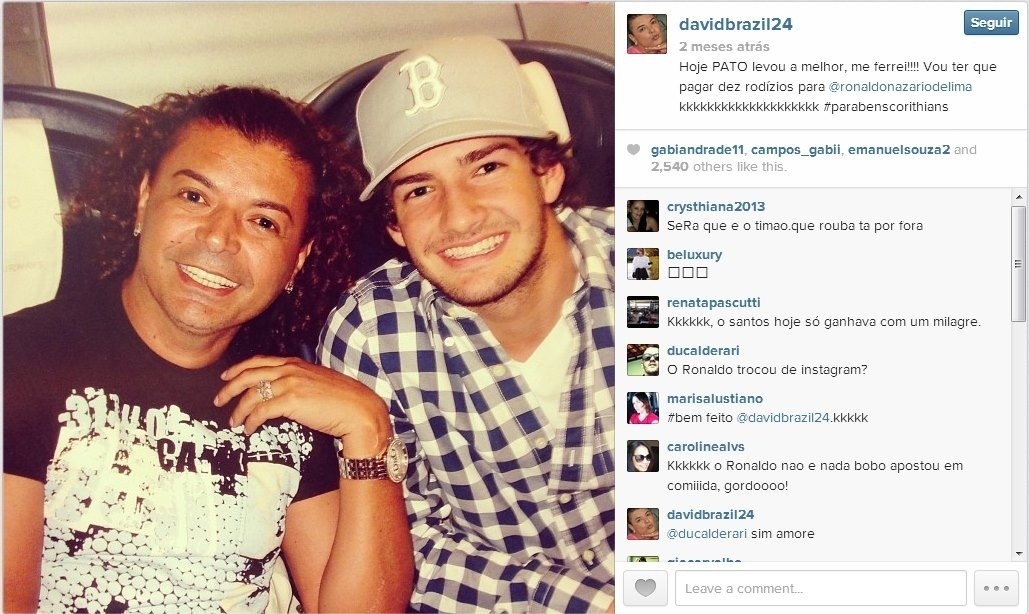 David Brazil com Alexandre Pato - Reprodução/Instagram/davidbrazil24