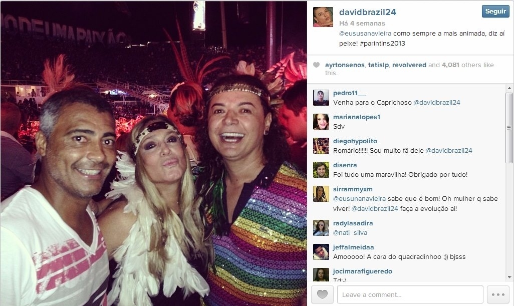 David Brazil e Suzana Vieira aproveitam farra com Romário - Reprodução/Instagram/davidbrazil24