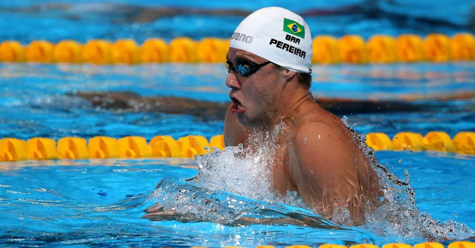 31.jul.2013 - Thiago Pereira nada sua eliminatória dos 200 m medley no Mundial de Barcelona