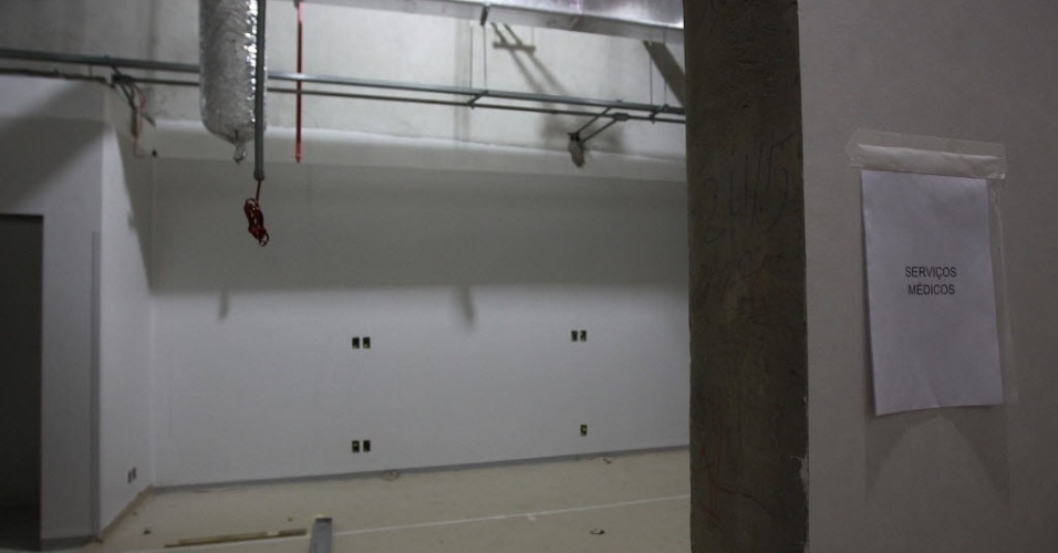 Detalhe da sala que, no futuro, será usada pela comissão técnica do Corinthians no Itaquerão