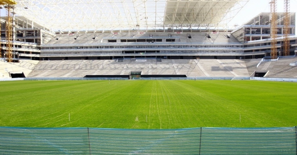 Gramado do Itaquerão e parte da arquibancada do estádio já se encontram prontos