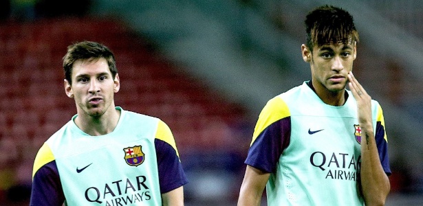 Messi (e) e Neymar durante um treino do Barcelona em Kuala Lumpur, na Malásia - EFE/Ahmad Yusni