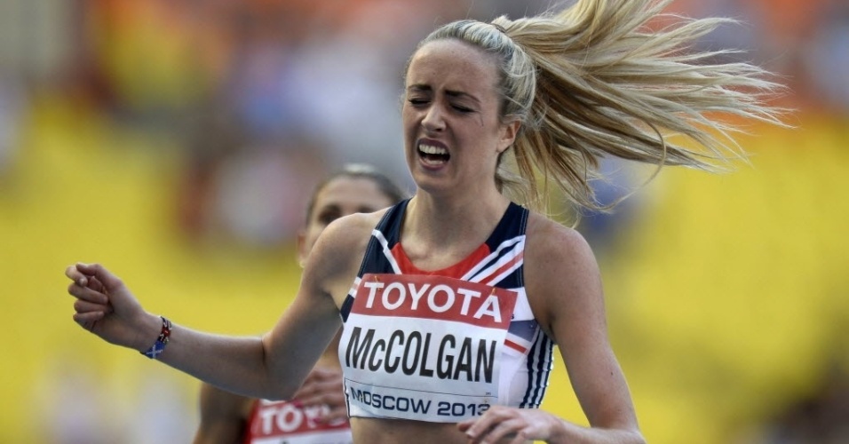 10.08.2013 - Eilish McColgan (GBR) se esforça para completar a prova dos 3 mil metros no Mundial de Atletismo, em Moscou