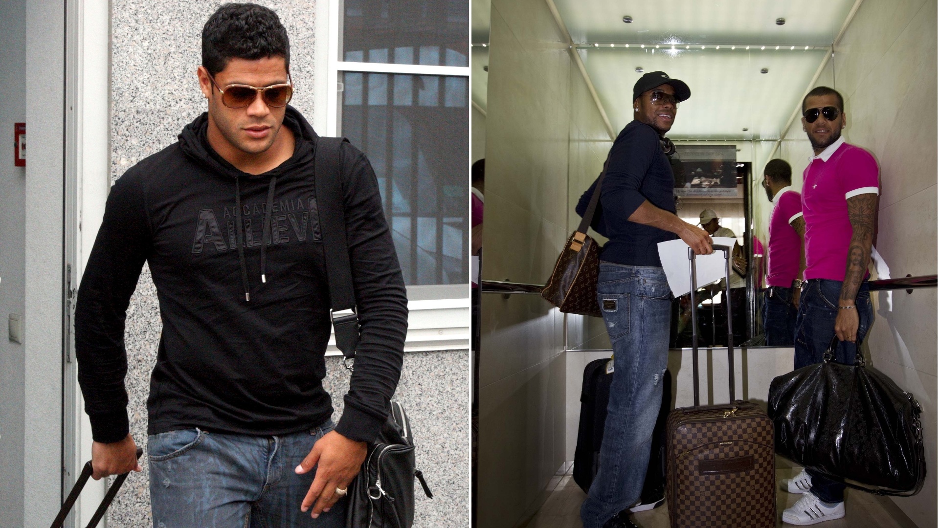 Hulk, Robinho e Daniel Alves: jeans ousados, malas Louis Vuitton, joias...