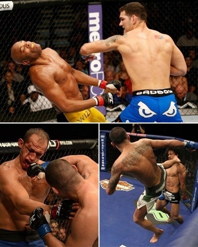 Sábado o UFC terá mais uma disputa de cinturão, entre o campeão do peso leve Ben Henderson e Anthony Pettis. Mas o fato de o desafiante ter entrado no card pouco antes da luta, substituindo o lesionado TJ Grant gerou boatos. Boatos não. São as já tradicionais teoricas de conspiração no mundo do MMA. Da derrota de Anderson Silva a um lance acusado de ter sido combinado no primeiro duelo Henderson x Pettis, - Arte/UOL, com Divulgação/UFC