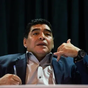 04.set.2013 - Ex-jogador argentino Diego Maradona discursa durante evento promovido pelo ex-presidente do Corinthians Andrés Sanchez em São Paulo. Maradona criticou os dirigentes da Conmebol e da Federação Argentina - Danilo Verpa/Folhapress