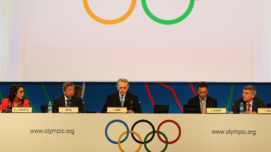 7.set.2013 - O presidente do COI, Jacques Rogge, discursa no anúncio da sede das Olimpíadas de 2020 - Ian Walton/Getty Images