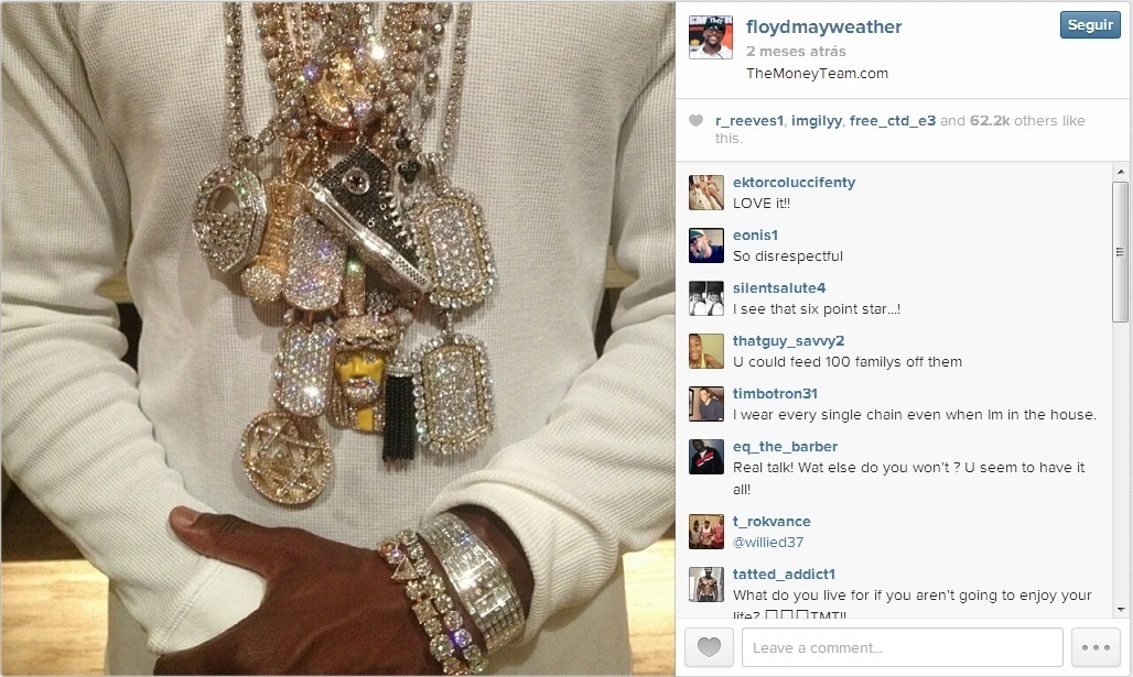 As paixões de Floyd: correntes e relógios cravejados - Reprodução/Instagram/floydmayweather