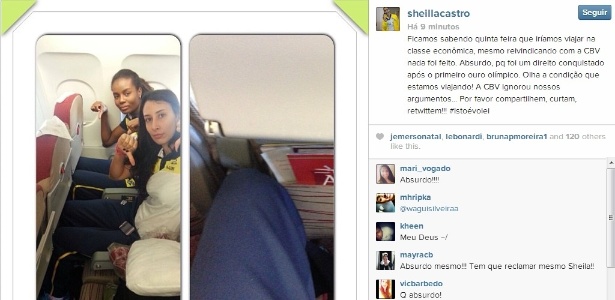 Sheilla mostrou foto e disse passar por aperto ao viajar na classe econômica do avião - Reprodução/Instagram/sheillacastro