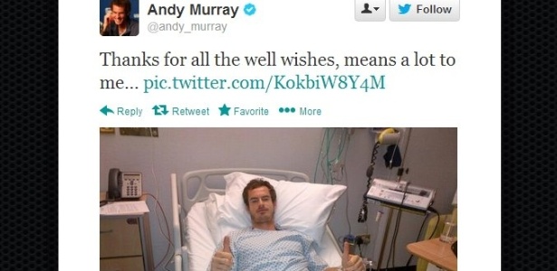 Murray agradece fãs depois da cirurgia - Reprodução/Twitter