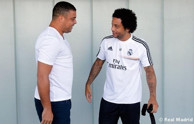 Ronaldo conversa com Marcelo durante treino do Real Madrid