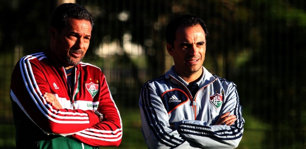 Vanderlei Luxemburgo e Rodrigo Caetano durante treino do Fluminense em 2013 - Nelson Perez/Fluminense FC