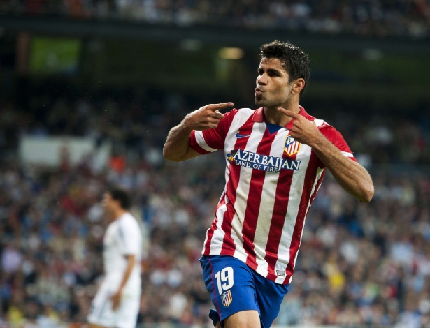 28.set.2013 - Diego Costa abre o placar para o Atlético de Madrid contra o Real Madrid