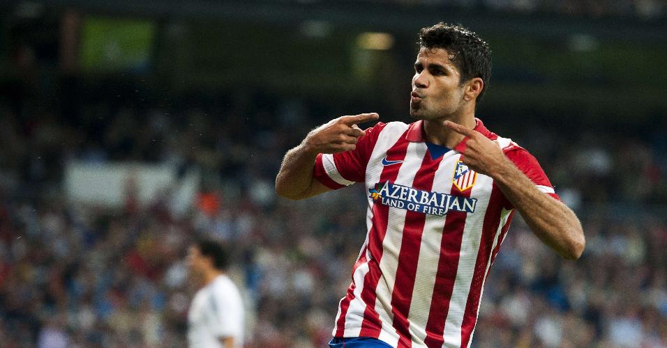28.set.2013 - Diego Costa abre o placar para o Atlético de Madrid contra o Real Madrid