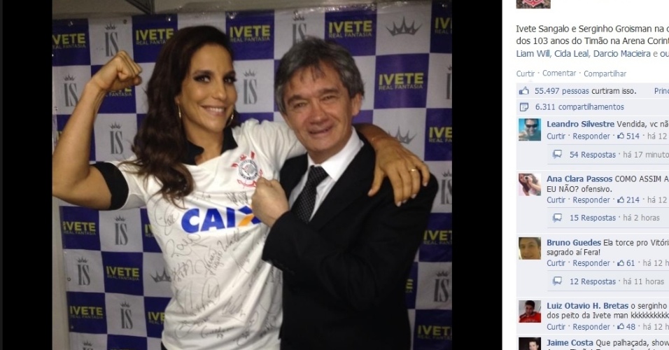Ivete Sangalo e Serginho Groisman estiveram no evento de sábado à noite no Itaquerão