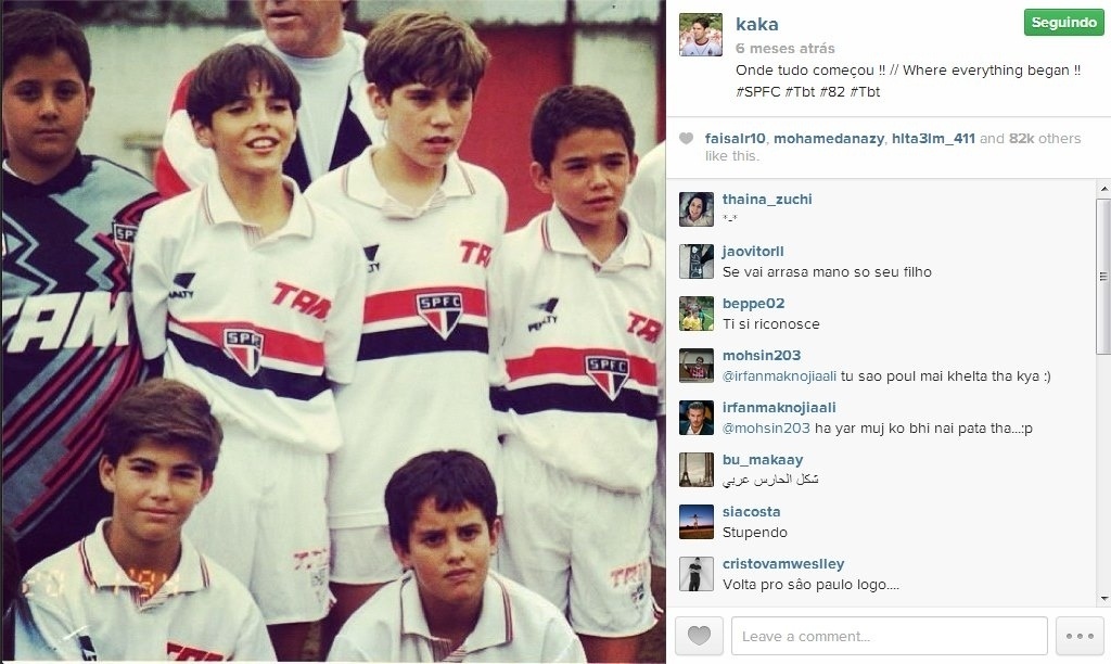 Kaká - segundo da esquerda - Reprodução/Instagram