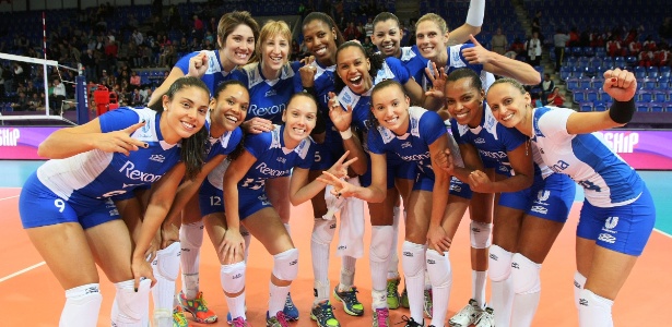 Jogadoras da Unilever comemoram a vitória sobre o Volero e a classificação para o Mundial de Clubes - Divulgação/FIVB