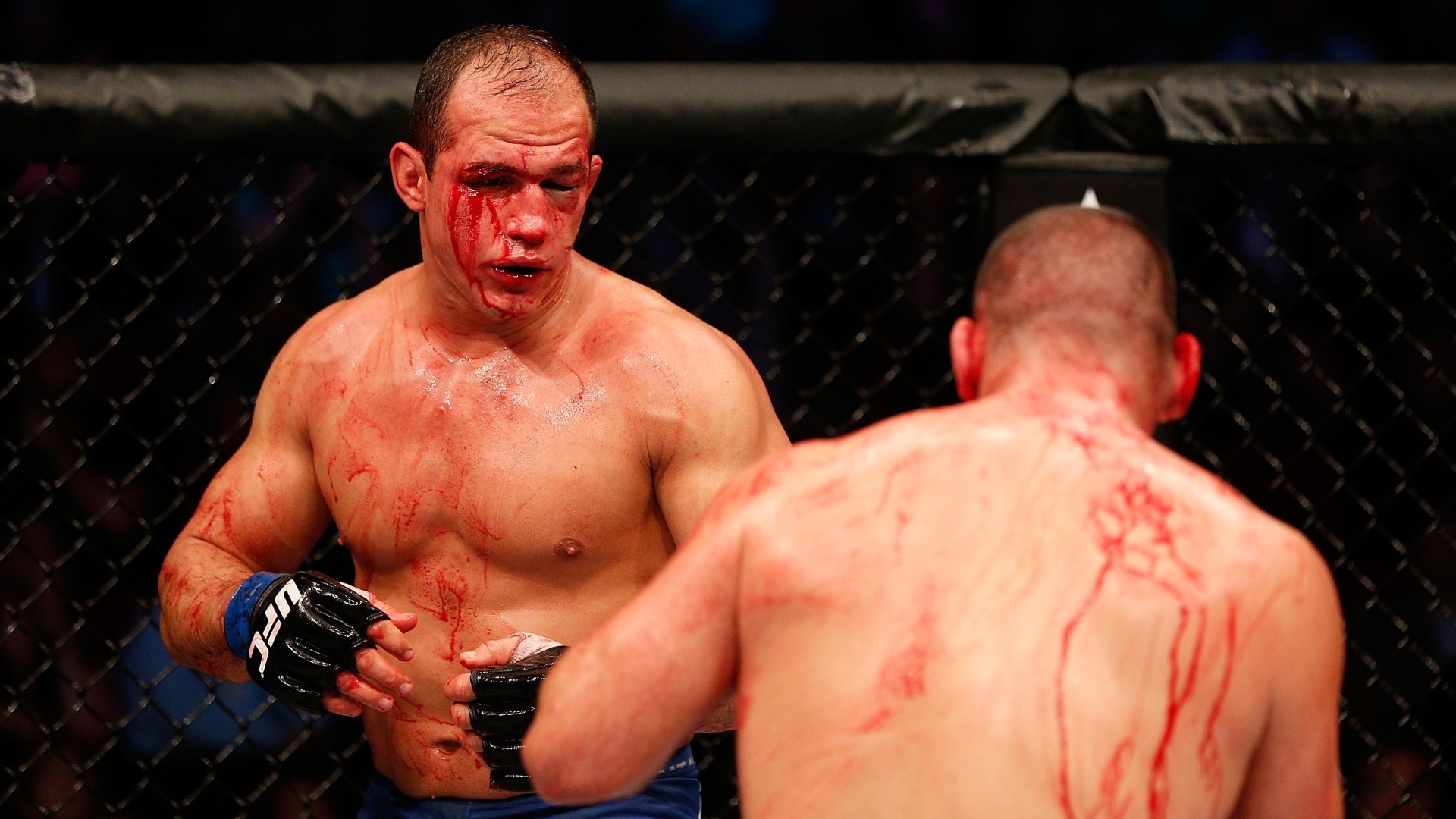 Cigano ficou com o rosto muito machucado após o combate com Velasquez no UFC 166