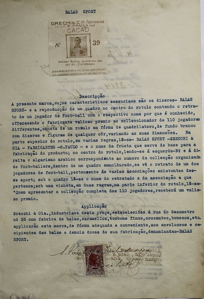 Registro que acompanha figurinha de Amílcar Barbuy, no que entende-se como a primeira leva de figurinhas da história do futebol brasileiro - Reinaldo Canato/UOL